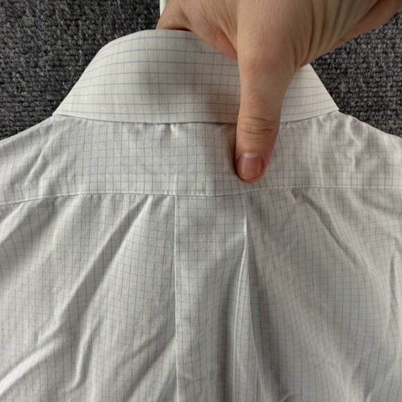 Brooks Brothers 18 38 Slim Cotton Blue Check Non-Iron Mens Long Sleeve Button Up - Picture 15 of 16